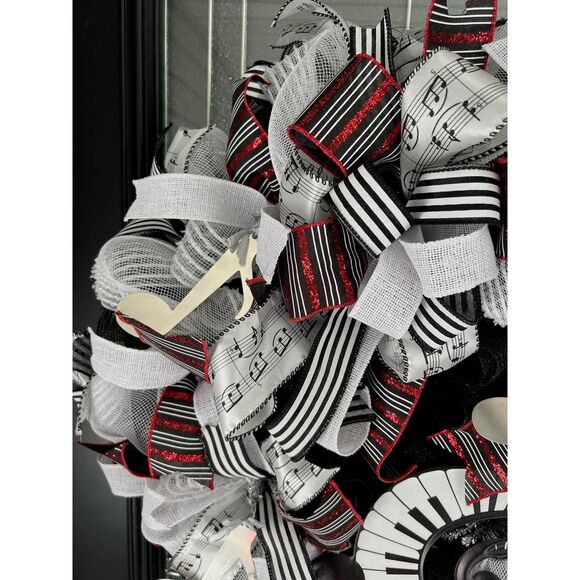 Elegant  Music Deco Mesh Wreath - Picture 3 of 6